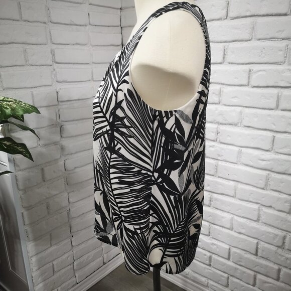Dana Buchman Ladies B&W Leaf Pattern Size Medium Fully Lined Sleeveless Top - Picture 5 of 9